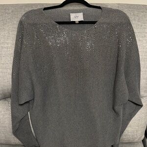LIV Sparkling Gray Crew Neck Sweater